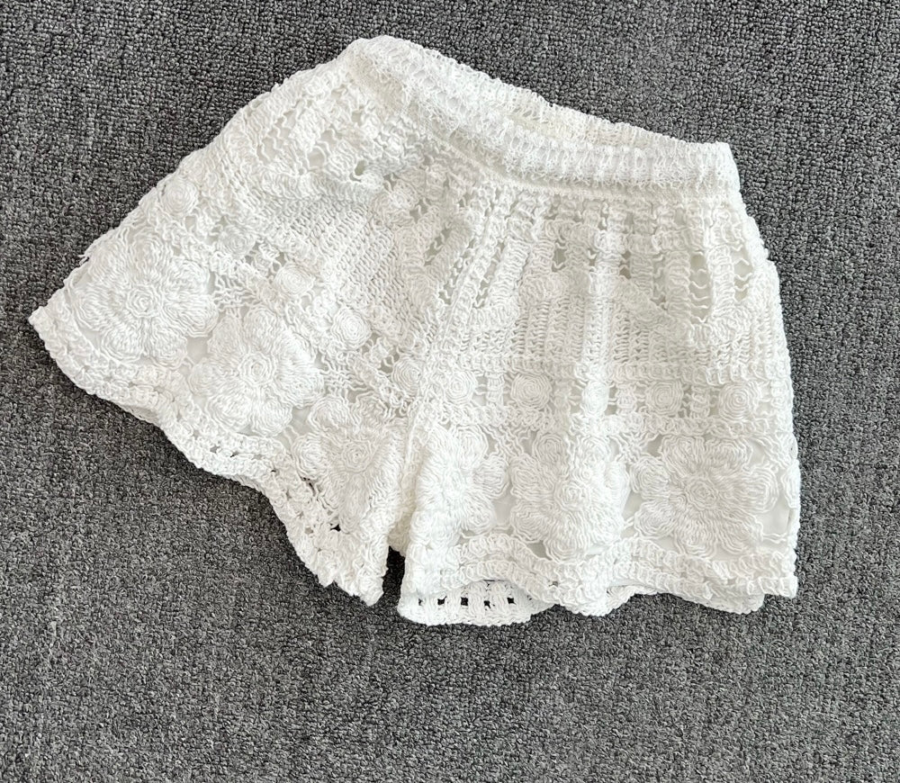 Embroidery lace cami swimming 2 pieces set
