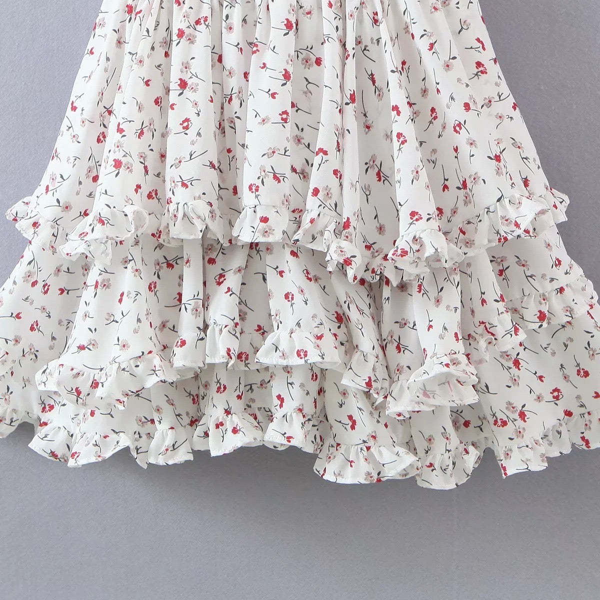 Tie shoulder floral cami midi layer dress