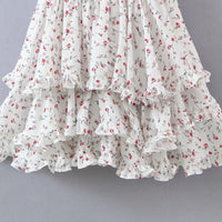 Tie shoulder floral cami midi layer dress