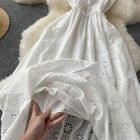 Elegant eyelet embroidery lace maxi dress