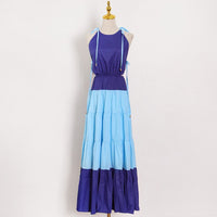 Halter tie shoulder cut out tiered maxi dress