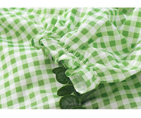 V neck green plaided midi dress