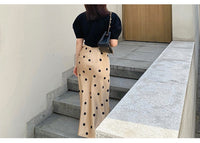 Polka dot satin midi skirt