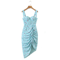 Floret field side ruched cami dress