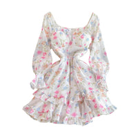 Sweetheart neckline ruffle floral mini dress