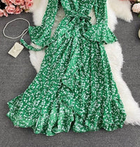 High-low Asymmetrical ruffle wrap summer dress