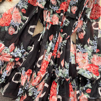 Off shoulder poet sleeve floral romper