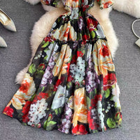 Off shoulder full blooms midi dress