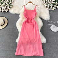 Strappy contract ruffle midi dress