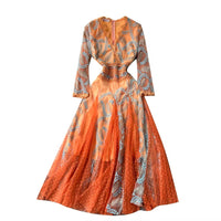 3D embroidery meshed lace maxi dress