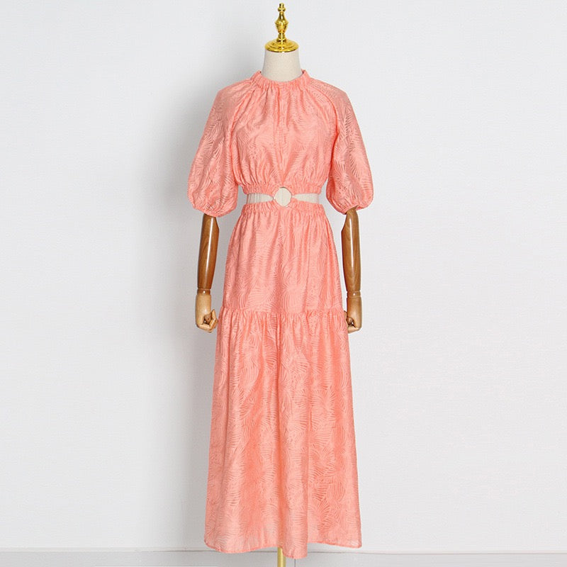 O-ring cut out open back maxi dress