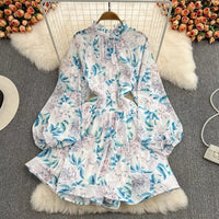 Open back floral ruffle A line dress
