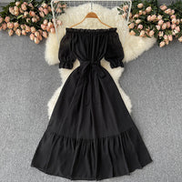 Flowy off shoulder belted maxi dress