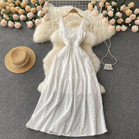 Elegant eyelet embroidery lace maxi dress