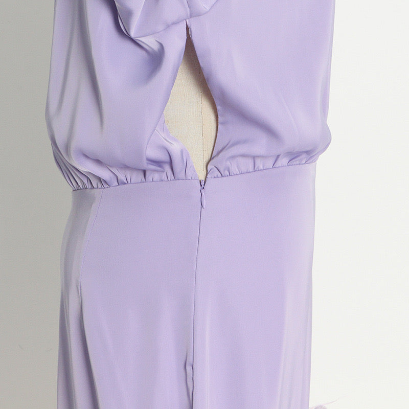 Lilac feathers blouse dress