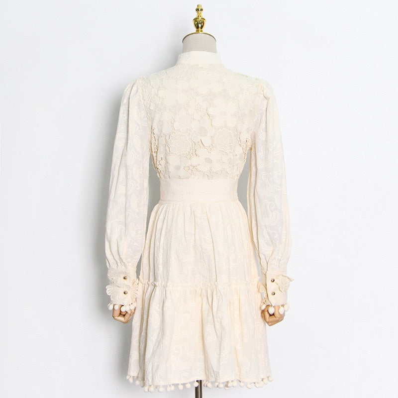 3D embroidery lace floral A line dress