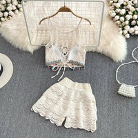 Embroidery lace halter 2 pieces swimming set