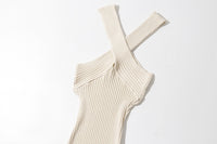 Halted cross midi knit dress