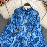 Open back floral ruffle A line dress