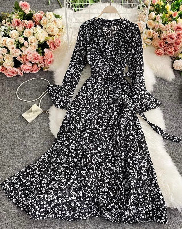 High-low Asymmetrical ruffle wrap summer dress