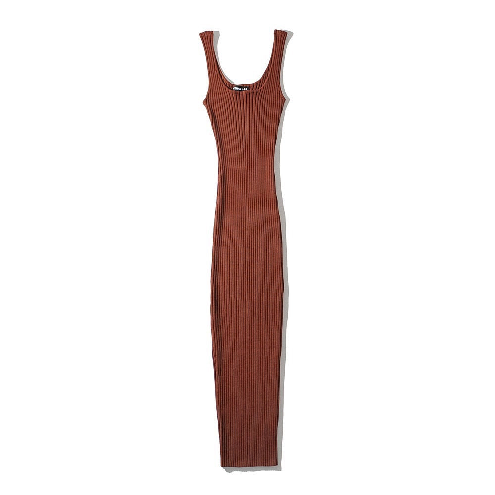Sleeveless lounge long knit dress