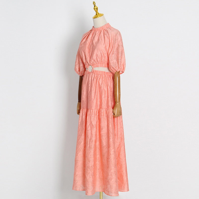 O-ring cut out open back maxi dress