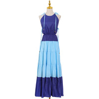 Halter tie shoulder cut out tiered maxi dress