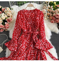High-low Asymmetrical ruffle wrap summer dress