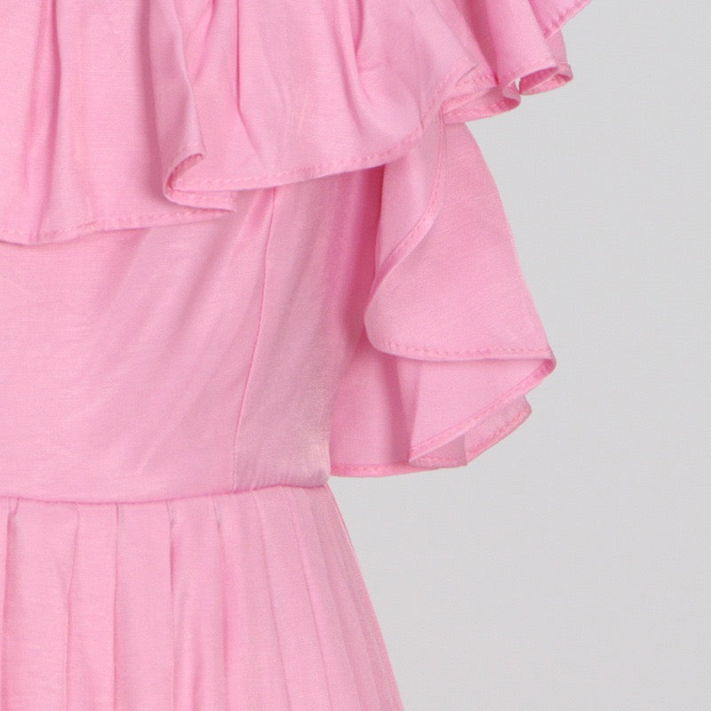 Flowy square neck back bowknot maxi dress