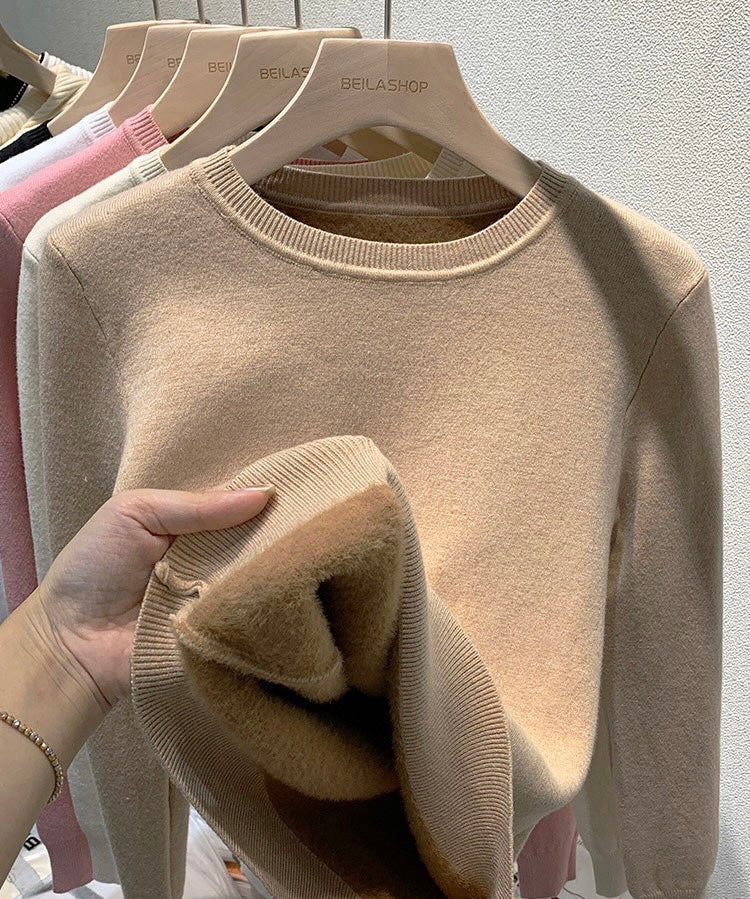 Round neck fleece sweater