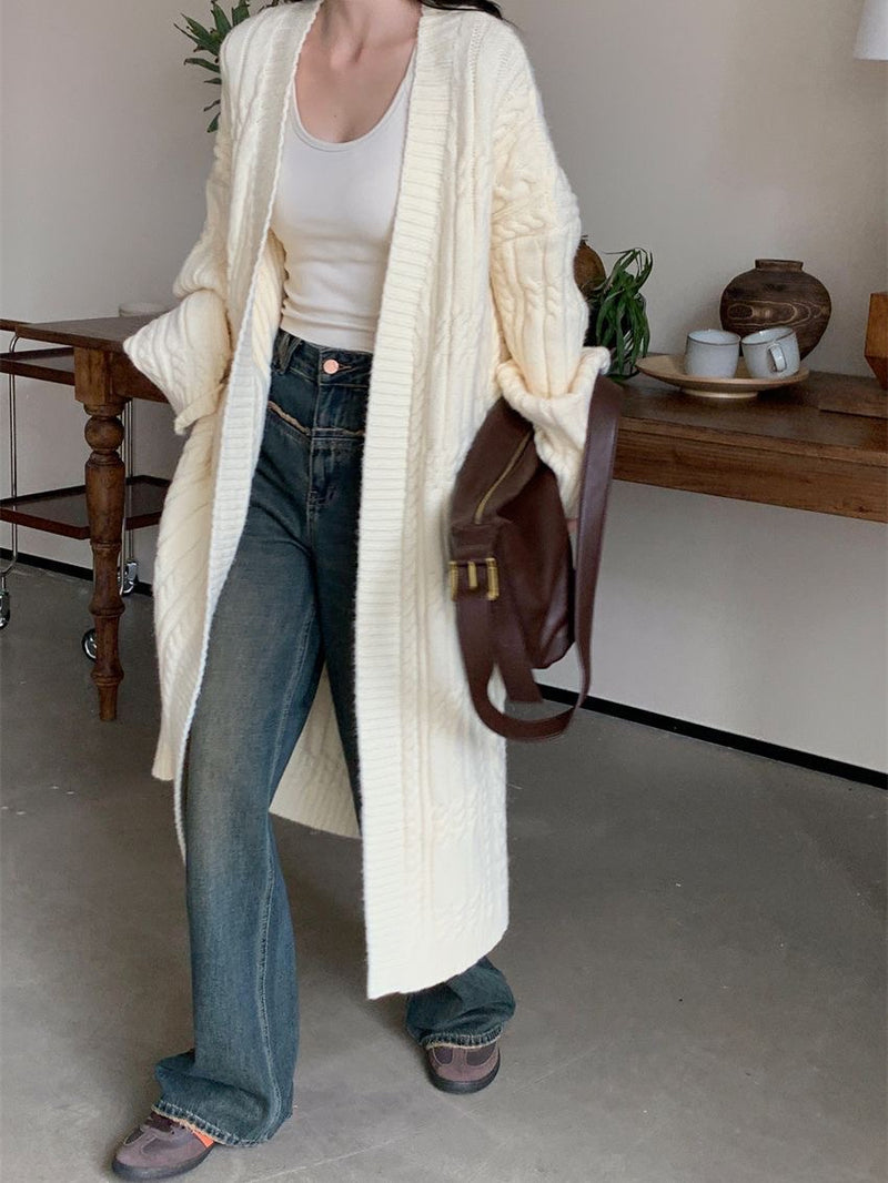 Cable solid knit cardigan