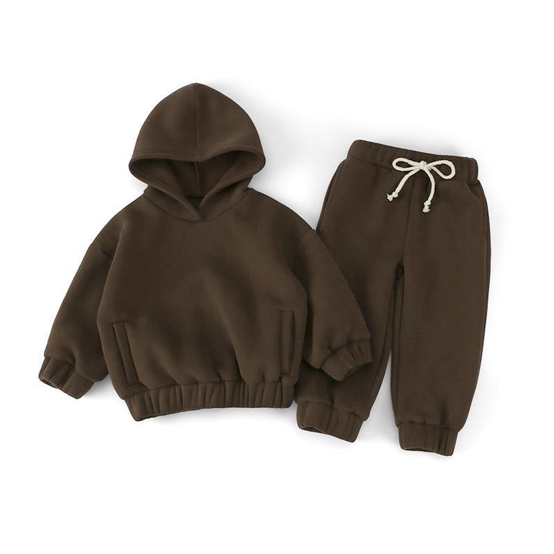 Fleece hooded sweater set