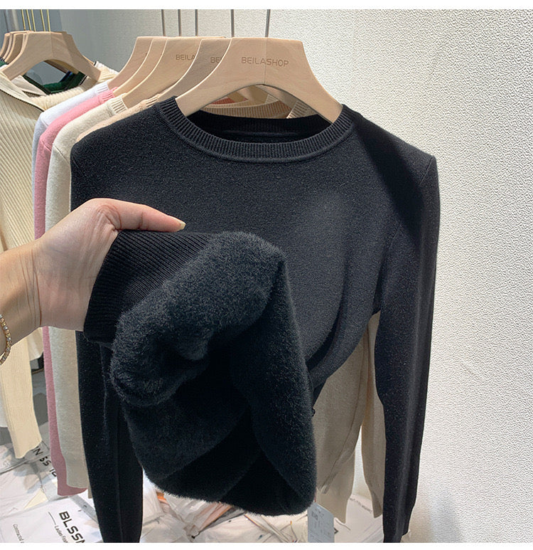 Round neck fleece sweater