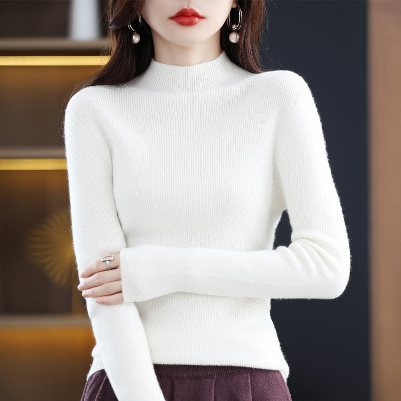 100% wool mock neck sweater