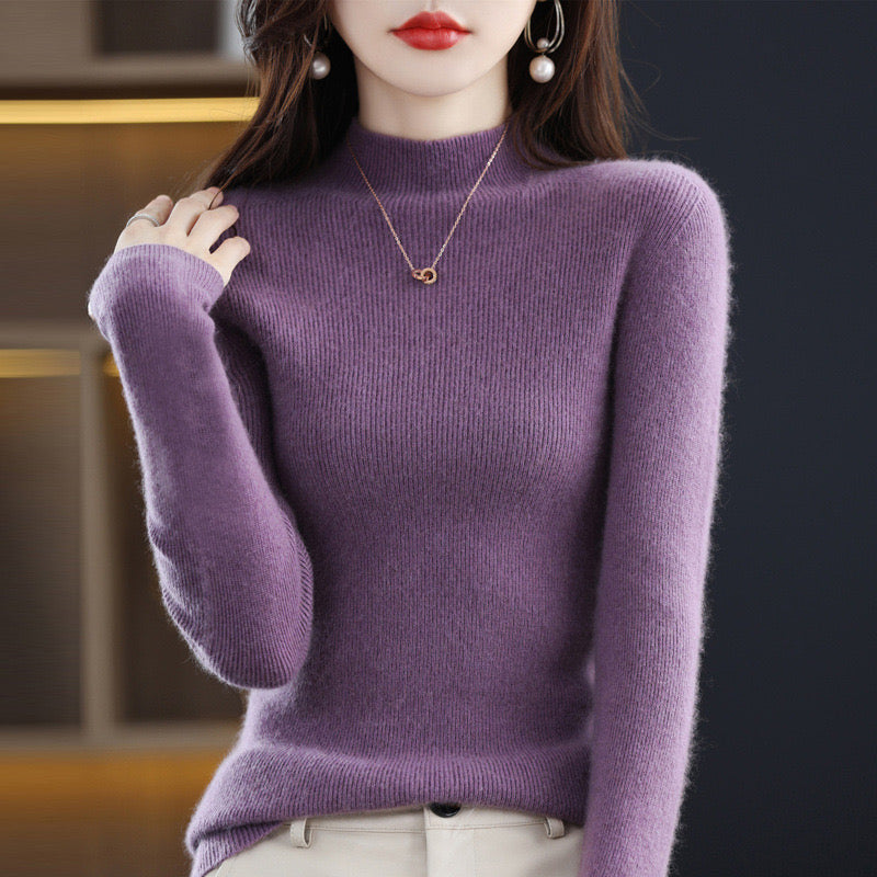 100% wool mock neck sweater