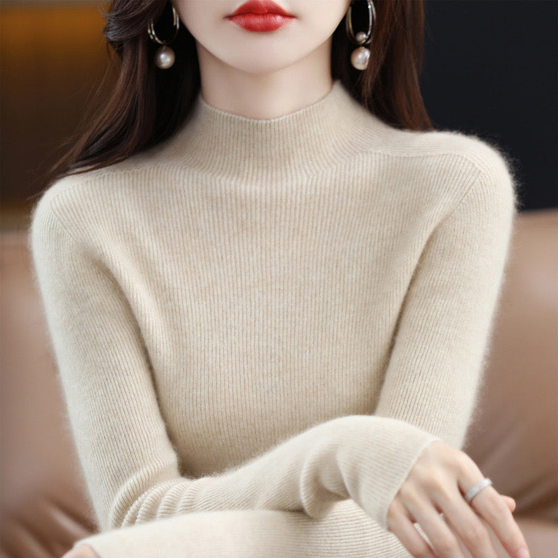 100% wool mock neck sweater