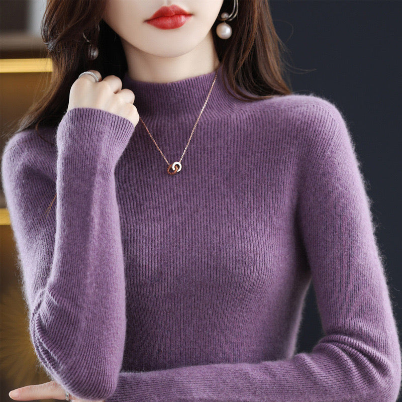 100% wool mock neck sweater