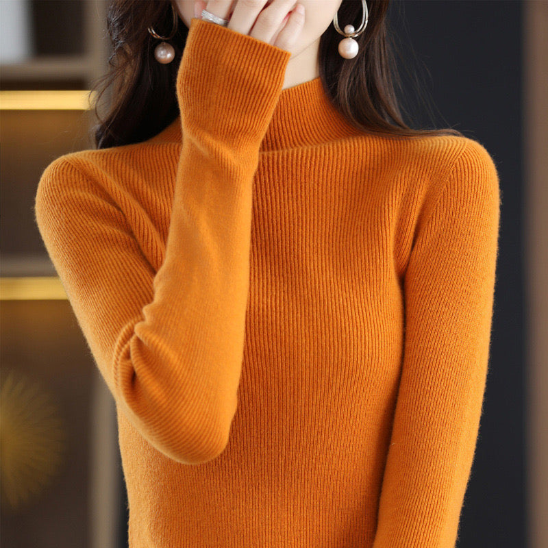 100% wool mock neck sweater