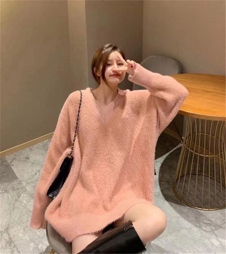 Heart neck cozy sweater