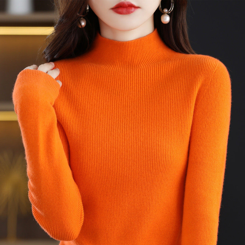 100% wool mock neck sweater