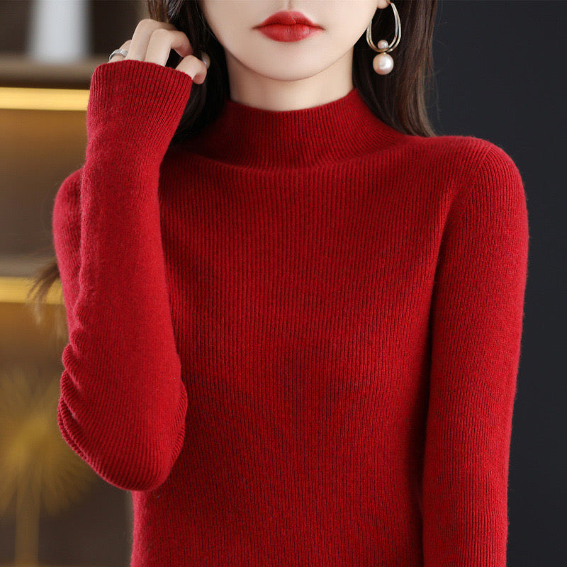 100% wool mock neck sweater