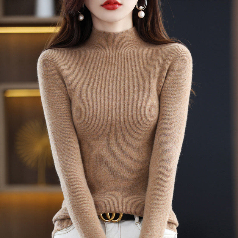 100% wool mock neck sweater