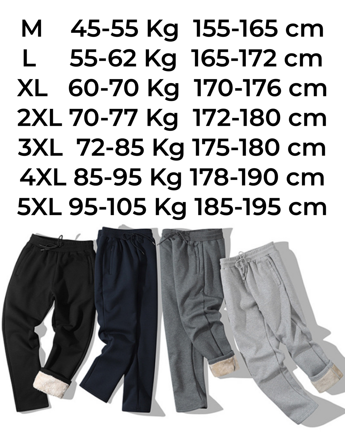 Fleece line winter sweat pants for men