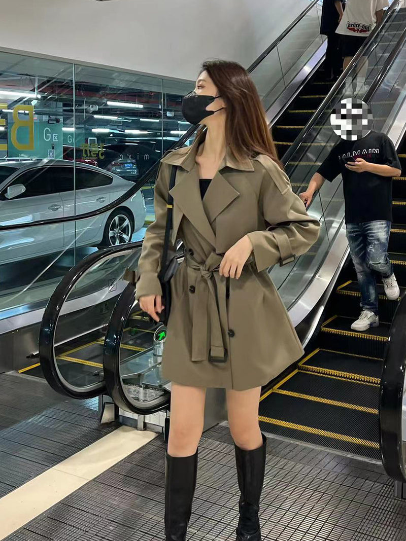 Solid short Trench coat