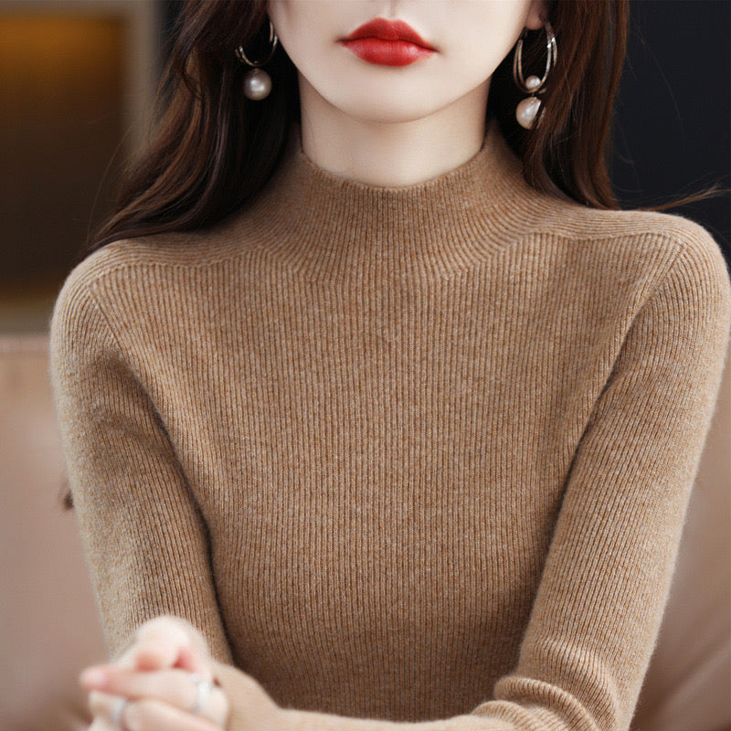 100% wool mock neck sweater