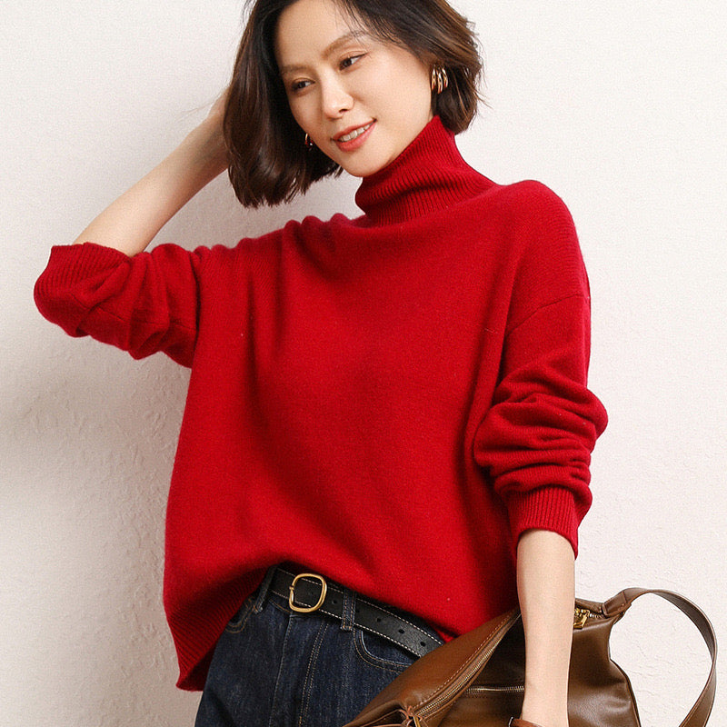 Turtle neck 100% wool sweater