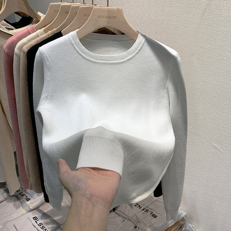 Round neck fleece sweater