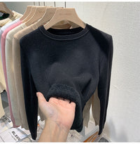 Round neck fleece sweater