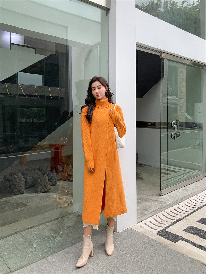 Turtle neck split knit sweater – KTN Clothing