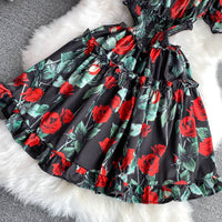 Off shoulder ruffle endless roses A line dress